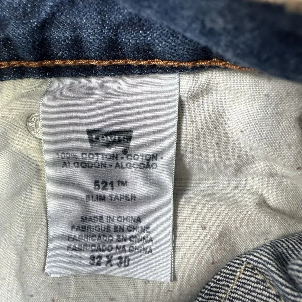 Levi's Men's 521 Slim Taper Dark Wash Denim Jeans Size 30x29